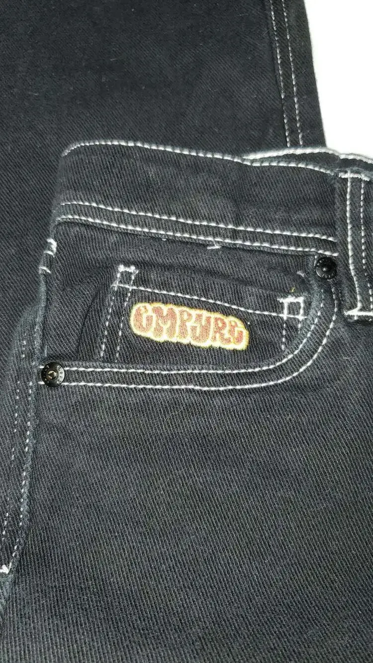 Empyre Black Loose Fit Skate Jeans with White Contrast Stitching